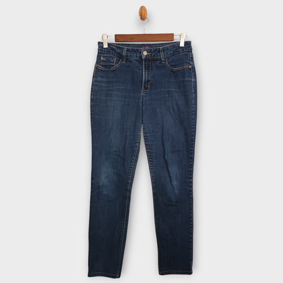NYDJ Legging Jeans Womens 6 Blue Dark Wash Mid Rise Stretch Lift Tuck Technology - Picture 1 of 14